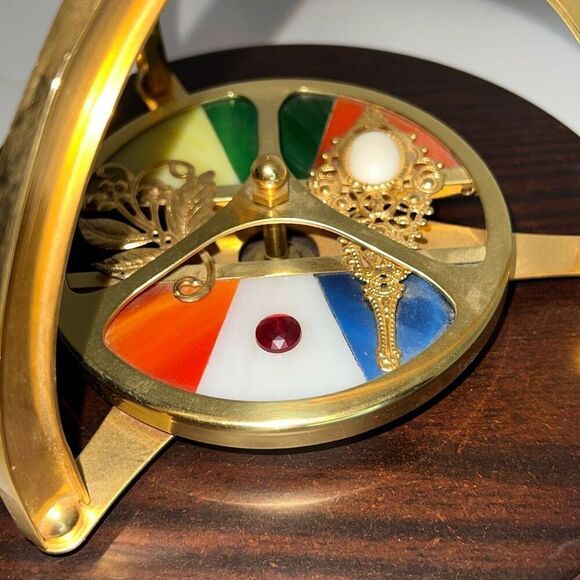 VTG GATCO Wind Up Wood Brass Moving Kaleidoscope Wheel & Music Stand Working - Picture 2 of 7